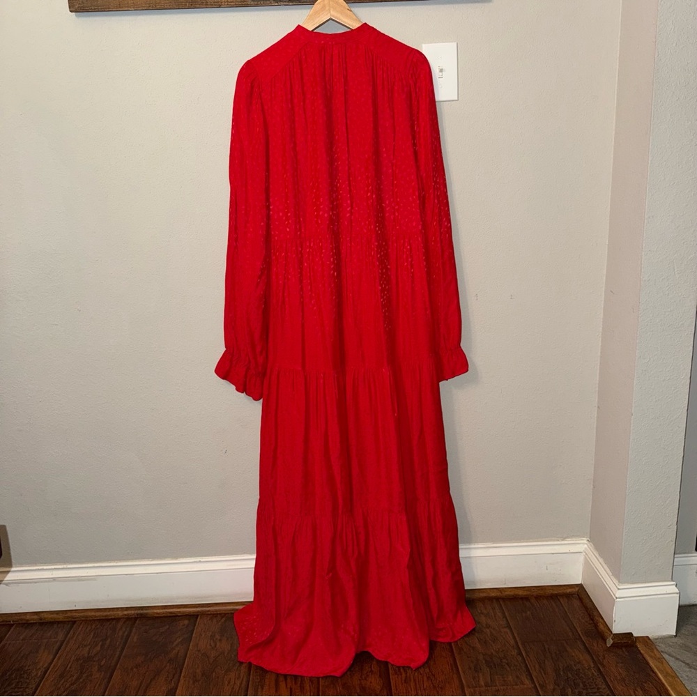 Maeve By Anthropologie Wendy tiered long sleeves boho maxi dress red Size XL - Picture 6 of 15